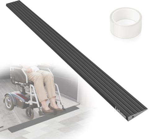 LIEKUMM Türschwellenrampe, 1 cm Höhe Rampe Rollstuhl & Saugroboter Schwarz | Rollstuhlrampe für Innen- und Außenbereich, 1000 kg Tragkraft Mähroboter für Elektro-Rollstuhl, Kinderwagen, Garage, Scooter