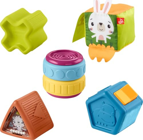 Fisher-Price Baby Spielzeug Busy Activity Sensorische Blöcke mit Feinmotorik für Säuglinge und Kleinkinder ab 6 Monaten
