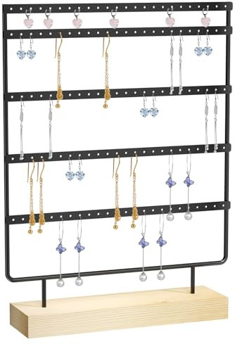 Chiluxendo 5 niveles Expositor Pendientes, Colgador Collares, Organizador de Joyas, Soporte de Joyería, Colgar Aretes de Joyero, Jewelry Organizer, para Pulseras, Tachuelas, Anillos y Relojes (Negro)