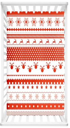 Morbuy Next to Me Crib Sheet - Christmas Soft Microfiber Moses Basket, Breathable Cot Bed, Travel Cot for Boy and Girl - Easy Care (Christmas Red, 140x70cm)
