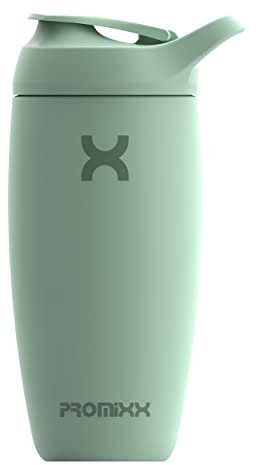 Promixx Pursuit Shaker Bottle New Edition - Insulated Stainless Steel Water Bottle and Blender Cup, 550ml, Seagrass Green
