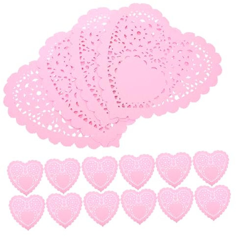 KOMBIUDA 100 Stück Herzförmige Papierdeckchen Tischsets Einwegdeckchen Für Valentinstagsdeko Und Hochzeitsfeiern
