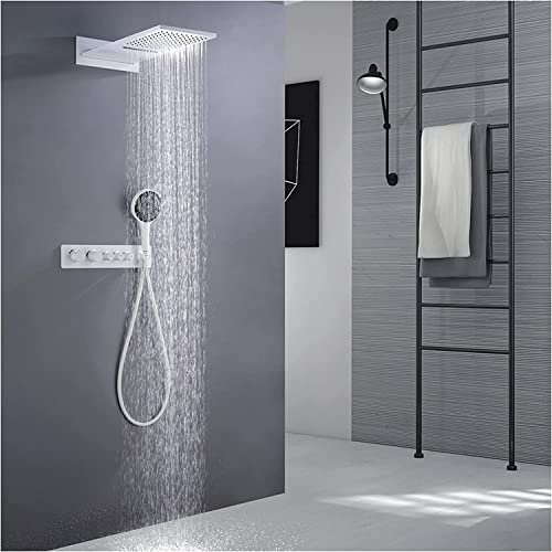 TATITZRO Système de Douche thermostatique, Ensemble de Robinet de Douche, pommeau de Douche Double, pommeaux de Douche avec douchette à Main, Ensemble de Douche Complet, pommeau de d