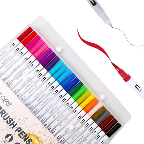 svpfuo 24 Stück Filzstifte, filzstifte dicke und dünne, Filzstifte Für Erwachsene, Dual Tip Marker Watercolour Pen Set Auf Wasserbasis, Colourful Outlining Pen Painting Soft Tip,Handlettering Stifte