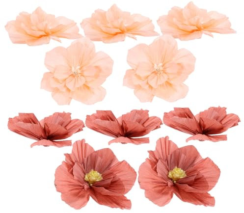 COOPHYA 20stücke Papierblumen Dekoration Handwerk Künstliche Blumen Für Bastelbedarf Hochzeits Und Geburtstagsfeier Krepppapier Blumen Rosé Für Kreative Anlässe