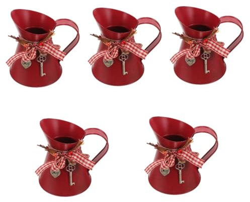 ABOOFAN 5 Pièces Seau à Fleurs en Étain Marmite Vintage Grand Bocal à Poisson Vases à Bourgeons Petit Pichet à Sauce Vase Séché Vases à Fleurs Faux Pot De Séchées Bouquet Le Fer