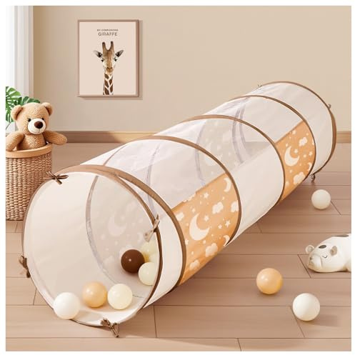 WEEKSUN Tunnel Enfant, 180 cm Tunnel de Jeux Enfant, pour Bebe avec Fenêtres en Maille Respirante, avec Sac de Transport, Motricité Bébé, Usage Intérieur & Extérieur(Ø 46 cm)