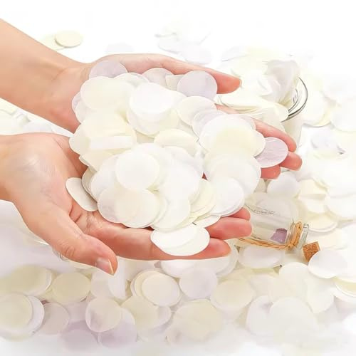 10000 Pcs Round Confetti Biodegradable, Wedding Confetti Biodegradable, White & Beige Confettis, Birthday Confettis for Wedding,Valentines, Christmas, Anniversary, Birthday Table Decoration Confetti