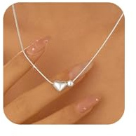 Meteorstarry Silberkette Damen 925 mit Herzanhänger,Personalisierte Kette Halsreif Silber Anhänger in Blau,Wasserfester Herz Halsketten Boho Silberschmuck Jewelry Geschenk für Frauen Freundin