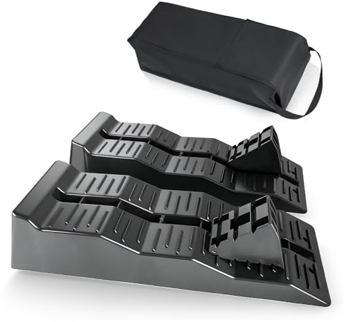 Savieva Caravan Levelling Ramps - 2 Pack Heavy-Duty Motorhome & Campervan Leveling Blocks, Non-Skid 3 Step Levelling Camping Car Ramps for Caravans and RVs - 5 Ton Capacity (5T)