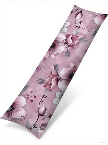 Funda Cojin 50x150 Flores Suave Terciopelo Rectangular Cojin Embarazada, Cojines Sofa con Cremallera Invisible, Lila Otoño Fundas Cojines, Hogar Salon Dormitorios Decorativas Fundas Almohadas J-184