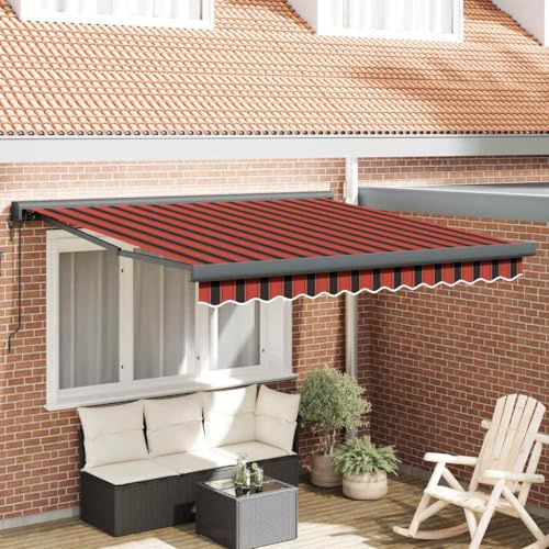 Tenda da Sole Elettrica Retrattile, Arancione e Marrone 3.5x2.5m, Tessuto UV e Alluminio, Tendone da Esterno con Telecomando per Terrazzo Balcone Giardino