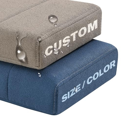 SECXEO Made to Measure Bench Cushion - Custom Size Bay Window Seat Pad, Water-Repellent & Stain-Resistant Fabric, Removable & Washable Cover, Ideal for Kitchen Chairs and Dining Benches