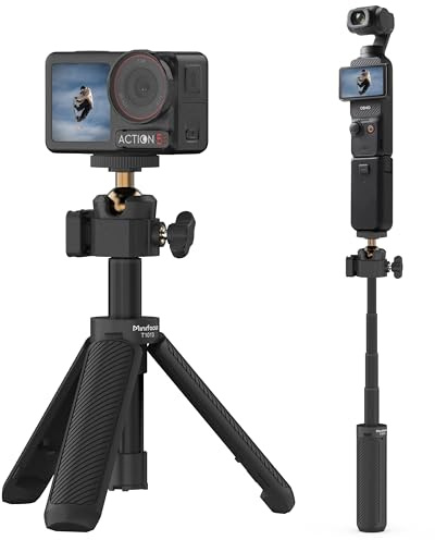 MINIFOCUS Ausziehbares Mini Kamerastativ, 360° Kugelkopf mit Kalteschuh, 4 Stufen Teleskop Stativ Selfie Stick für GoPro Hero 13/12/11/10, DJI Osmo Pocket 3, Action 5 Pro, Insta360 x5