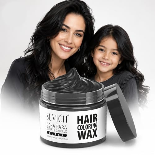 Sevich Schwarz Temporäre Haarfarbe 50g - Abdecken Von Grauem Haar Mit Natürlicher Farbe, Temporäre Haarfärbecreme Styling Hair Mud Für Halloween，milde Und Nicht Reizende Inhaltsstoffe.