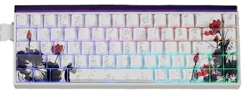 MLWSKERTY Capuchons De Touches PBT en Fleurs Prunier pour Commutateurs Profil OEM Ensemble 60/68 Touches Accessoires Claviers Mécaniques Résistants À l'huile