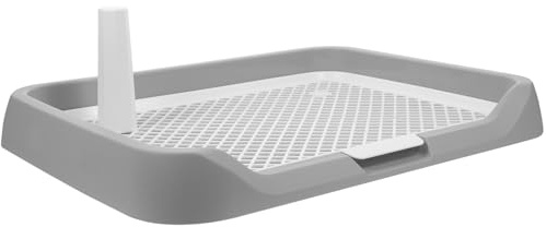 BATHVEVE Bac à Litière pour Chien Intérieur avec Plateau Amovible et Maille Anti-éclaboussures Toilette pour Chiots et Chiens Toutes Plateau Propreté Réutilisable Gris