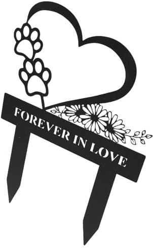 HOLIDYOYO Piquet Commémoratif en Métal pour Chien Silhouette Gravée Plaque Funéraire Résistante aux Intempéries Ornement Jardin Solide pour Souvenir Animal de Compagnie