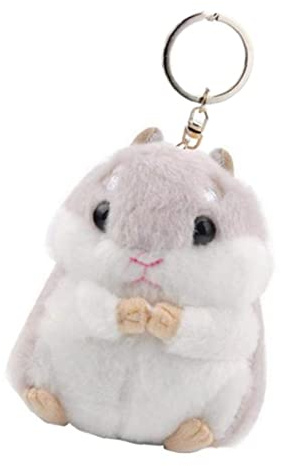 Grey Plush Keychains, Hamster Keychains Mini Plush Animal Keyrings Stuffed Backpack Handbag Pendant