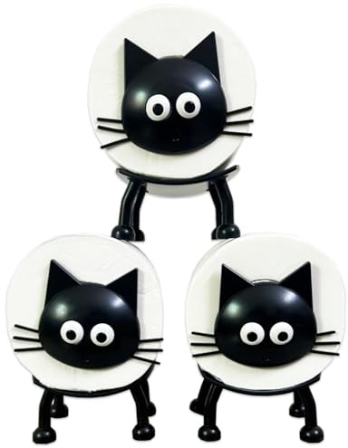Toilet Roll Holder - 3D Printed Novelty Tissue Organizer - Funny Toilet Paper Holder Free Standing Bathroom Set - Tissue Paper Roll Storage - Cute Bathroom Home Decor - Set of 3 - Cat