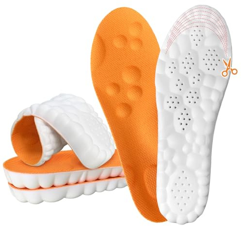 Steppers Insoles for Men & Women, 2026 New 4D Memory Foam Cloud Footstr Insoles, Comfortable & Breathable Massage Shoe Inserts with Arch Support for Foot Pain & Fatigue (Orange, US M 7-11/W 8.5-13.5)