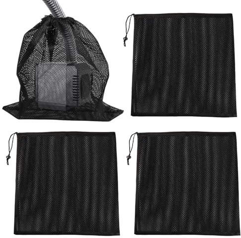 Begonia Lot de 4 sacs en maille pour filtre de pompe, 45 x 45 cm, sac de pompe avec cordon de serrage, sac en filet de pompe, sac filtrant pour bassin d'eau en plein air