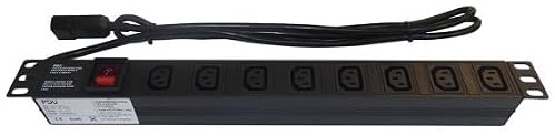 Multipresa per armadio rack 19 pollici 8 posti VDE C13 con interruttore luminoso - Nero