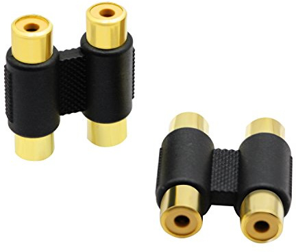 ZDYCGTIME 2 PACK Accoppiatore RCA Femmina a Femmina, Adattatore Audio per Cavo Component, Placcato Oro, Nero