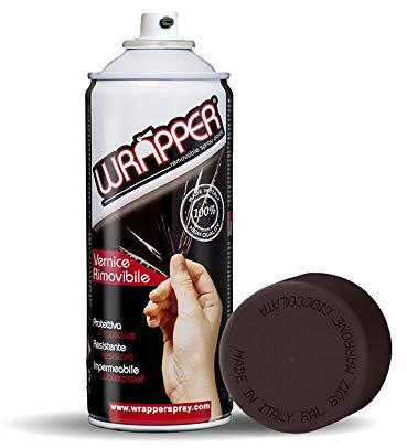 4R Quattroerre.it 16412 Wrapper Spray Marrone Cioccolata Opaco | Vernice Removibile per Carrozzeria | Pellicola Spray Protettiva UV e Anti-Graffio | Wrapping Liquido Made in Italy