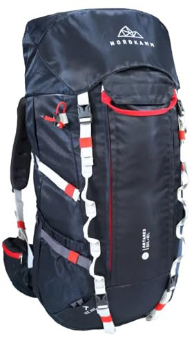 NORDKAMM® Antares Trek and Travel Backpacker Rucksack 50L bis 60L, Größenverstellbarer Unisex Trekkingrucksack 50L mit vielen Taschen, Trekking Rucksack für Damen Herren, Reiserucksack 50L