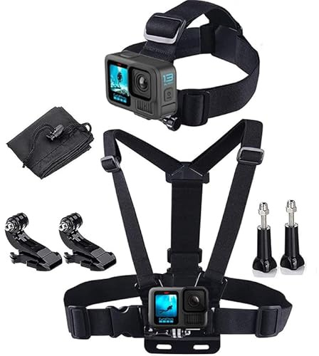 Arneses para cámaras de acción, compatibles con GoPro y Todas Las cámaras de acción. (arnés de Pecho + arnés de Cabeza)