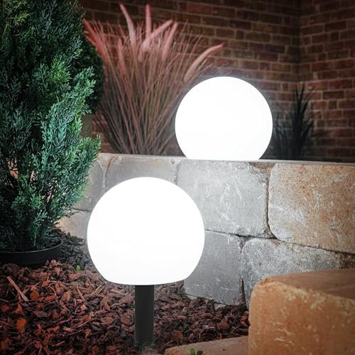 Esotec Solar Leuchtkugeln, 2er Set, Multicolor, 20cm, 10 Lichtfarben, Fernbedienung, Akku, Farbwechsel, Lichtkugel, Solarleuchte, Kugelleuchte, außen, wetterfest, Winterfest, Outdoor, 102911