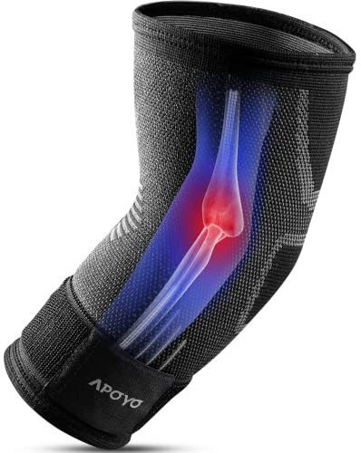APOYO Elbow Brace for Tendonitis and Tennis Elbow, Compression Sleeve for Arthritis, Workouts, Reduce Joint Pain During Fitness Activity (Large)