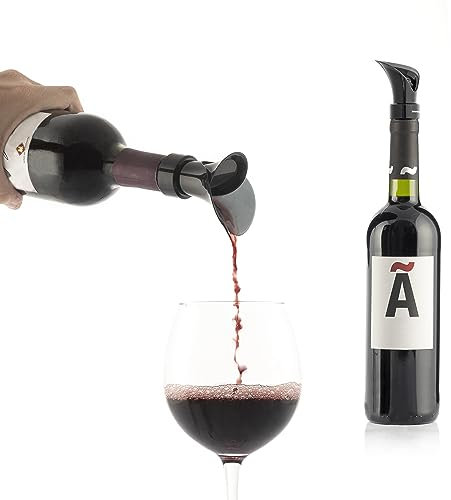 InnovaGoods – Tapón para aireador de vino 2 en 1, diseño de pétalos elegantes, cierre hermético antigoteo, fácil de usar y limpiar, negro, silicona ABS