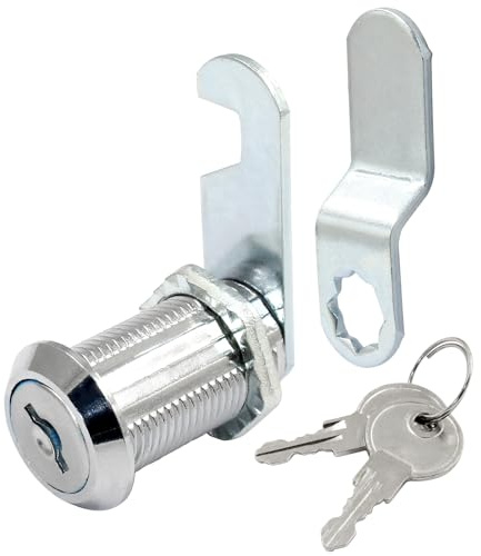 BokWin 1 x Schrankschloss mit Schlüssel, 3,8 cm (1 1/8 Zoll) Aktenschrankschloss, gleichschließend, für Briefkasten, Schubladen, Werkzeugkasten, Zylinder (Silber)