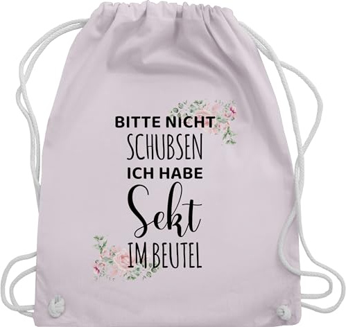 Shirtracer Turnbeutel Rucksack - Karneval & Fasching Taschen - Bitte nicht schubsen ich habe Sekt im Beutel - Frauen Geschenk Mädelsabend - Unisize - Pastell Rosa - karnevalsbeutel faschings tasche