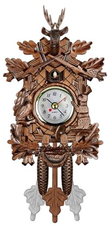 Allayu Orologio da Chalet Tradizionale della Foresta Nera di Facile Lettura, Orologio da Parete a cucù in Legno Antico in Stile Imitazione Legno, CM301