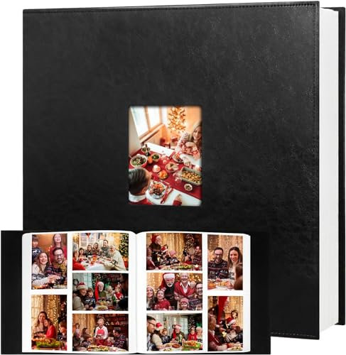 Photo Album 6x4 700 Pockets, Leather Cover Extra Large Capacity Family Wedding Anniversary Baby Picture Albums, Acid-free Pages 6x4 Photo Album Holds 700 Horizontal and Vertical Photos (Black)