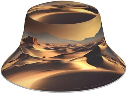 KONJEELIO Sahara Wüste Fischerhut Sommer Faltbarer Sonnenhut Herren Damen Sonnenhut & Geeignet für Strand Camping Wandern Schwarz, Schwarz , Einheitsgröße