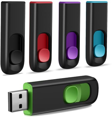 MAKACTUA Clé USB 2.0 64Go Lot de 5 USB Flash Drive Rétractable Mémoire Stick Stockage Données Pendrive, Clé USB 2.0 Memory Stick Flash Drive Noir
