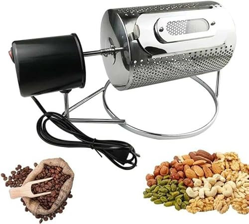 Electric Stainless Steel Drum Coffee Roaster - 250g Capacity, Visible Window And Stainless Steel Tray - Perfect for Cafe Shop, Home, Milk Tea Shops