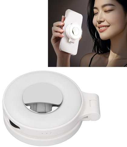 Magnetic Selfie Light, Phone Fill Light 3 Light Modes, Selfie Circle Light Include Magnetic Circle for Selfies, Photography, Makeup, Video Conference, with Stand Function, White