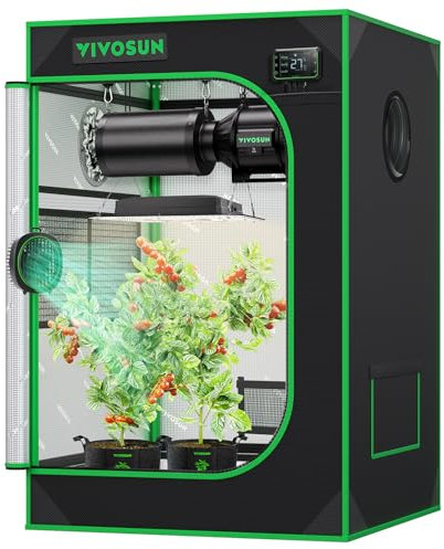 VIVOSUN Tienda de campaña de crecimiento 60x60x90 cm de mylar altamente reflectante con ventana y bandeja inferior para hidroponía y cultivo interior S223 Grow