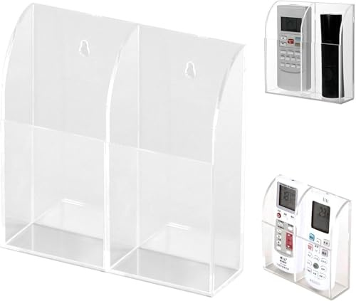 Nikou Soporte de Control Remoto de Acrílico, Acrílico Soporte remoto, Caja de Almacenamiento, Transparente con Mando a Distancia para Colgar en la Pared (2 Cuadrículas)
