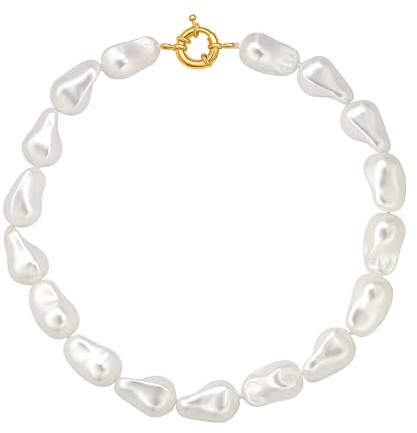 Aobei Pearl Gemstone Beads Choker Necklace for Women Bohemian Beaded Neck Jewelry