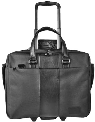 Lemasi Office Case Trolley 46x37x21 cm | Laptopfach 17 Zoll | Business Rollkoffer aus Polycanvas mit Organizer