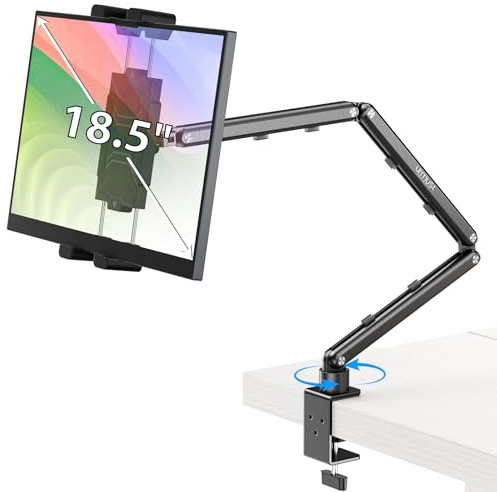 Urmust Tablet Halterung Höhenverstellbarer Aluminium Tablet Armhalterung mit 360° drehbarer Metallbasis, iPad Halterung Tisch kompatibel mit iPad Galaxy Tab Kindle & Monitor Halterung von 4.7 - 15.6