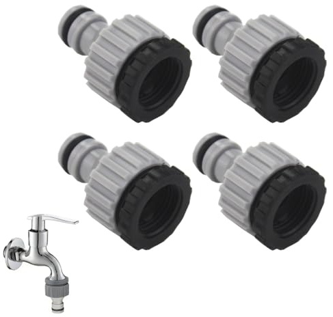 HAGNA 4 Pcs Adaptador Grifo Manguera, Adaptadores De Grifo De Agua, Conector Manguera De Jardín 1/2 Y 3/4 Pulgadas, Diseño 2 En 1 Para Riego Y Lavado De Coches