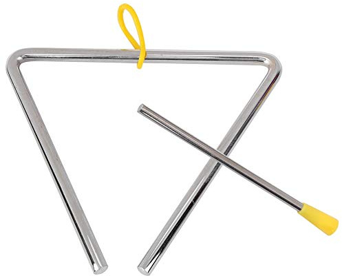 Ejoyous Triangle Percussion Instrument Music Instrument 6 in Steel Triangle Hand Percussion Beater Yellow Hanger Vibrant Sound Rhythm Education for Children
