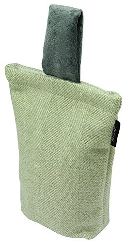 McAlister Textiles Herringbone Tweed | dekorativer Designer Türstopper in Salbeigrün & Anthrazit | ungefüllter Türsack traditionelles gewobenes Fischgräten-Muster
